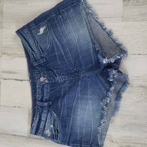 Guess slightly distressed frayed cutoff denim jean shorts Size 30